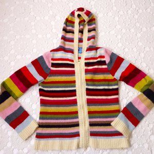 Vtg Y2K 90s Delia's Cardigan Sweater Rainbow Stripe Full Zip Hoodie XL Women